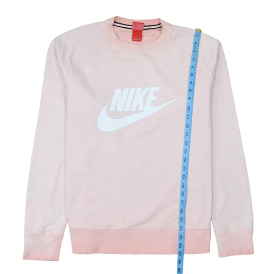 Nike Womens Pink Logo Pullover Sweatshirt Size L Cotton Crew Neck