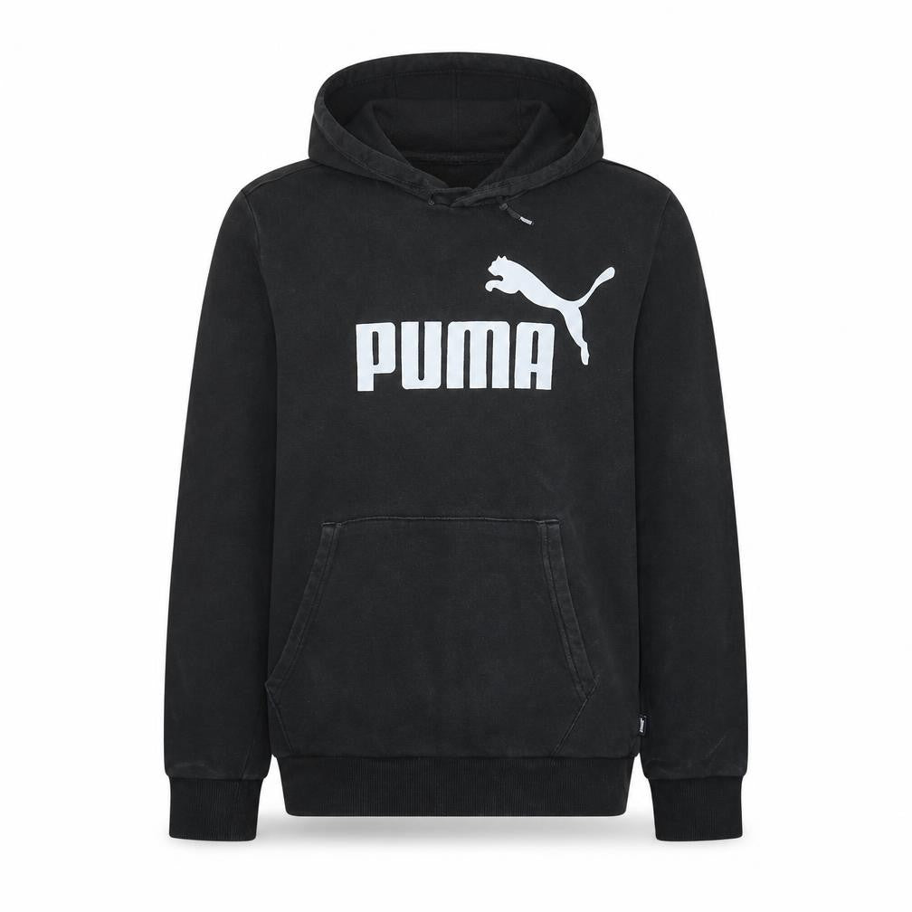 Puma Men's Black Small Pullover Hoodie with Logo Print