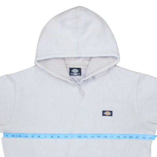 Dickies Men White Pullover Hoodie Large Fleece Logo Sweatshirt