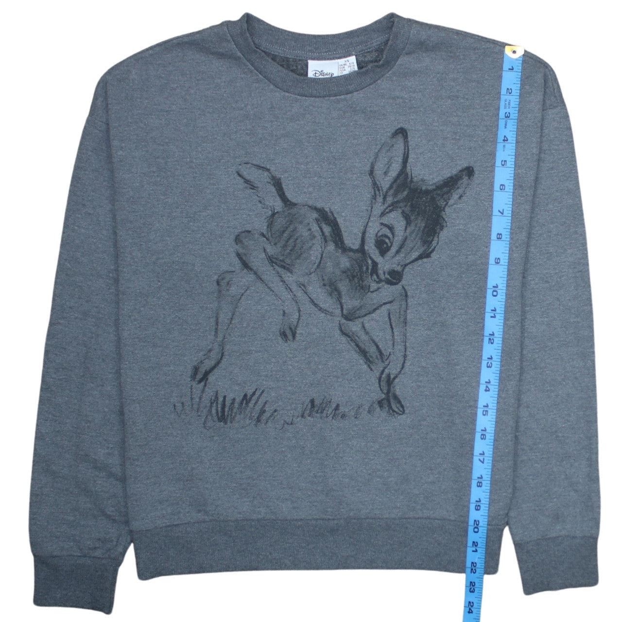 Disney Women Grey Bambi Sweatshirt XS Crew Neck Pullover