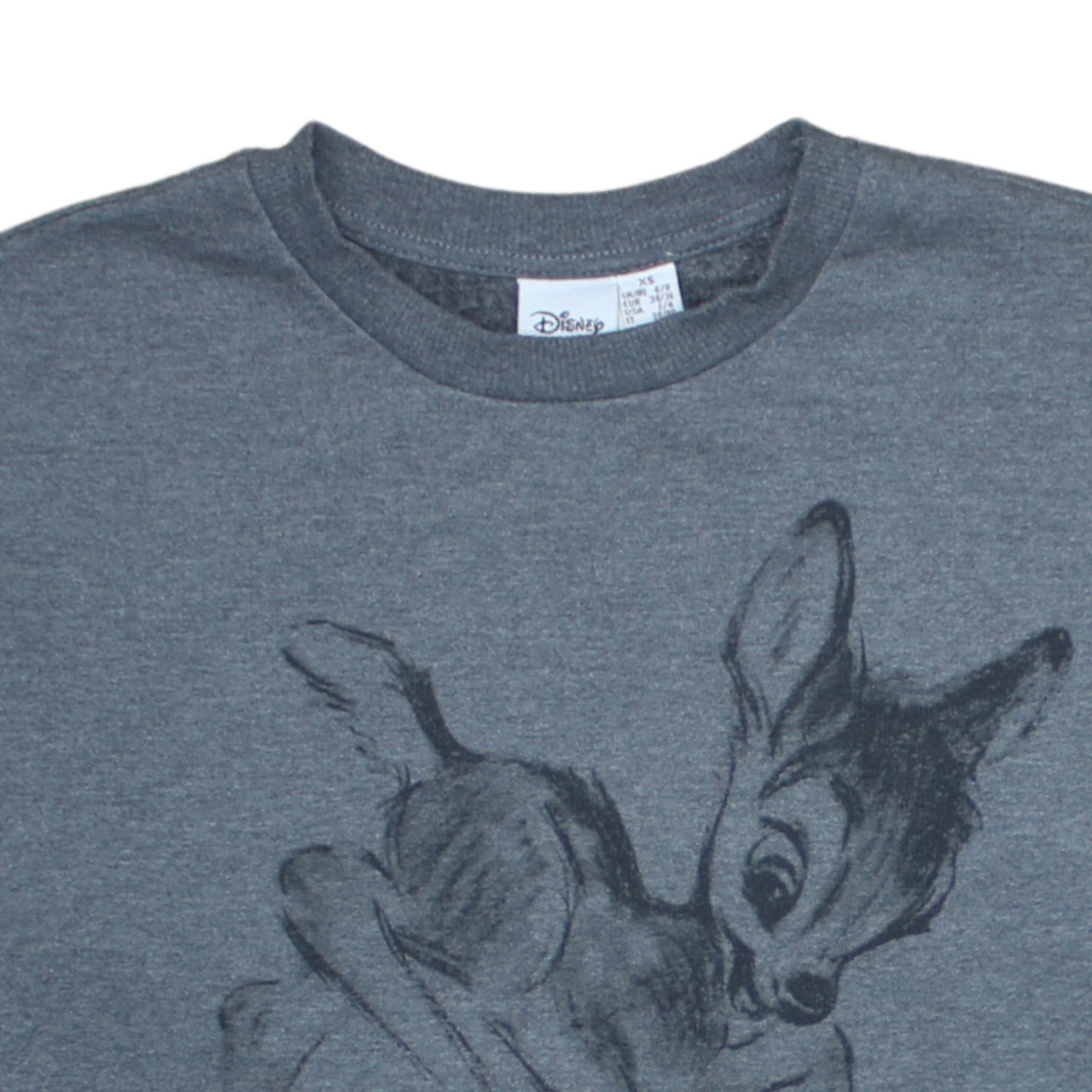 Disney Women Grey Bambi Sweatshirt XS Crew Neck Pullover