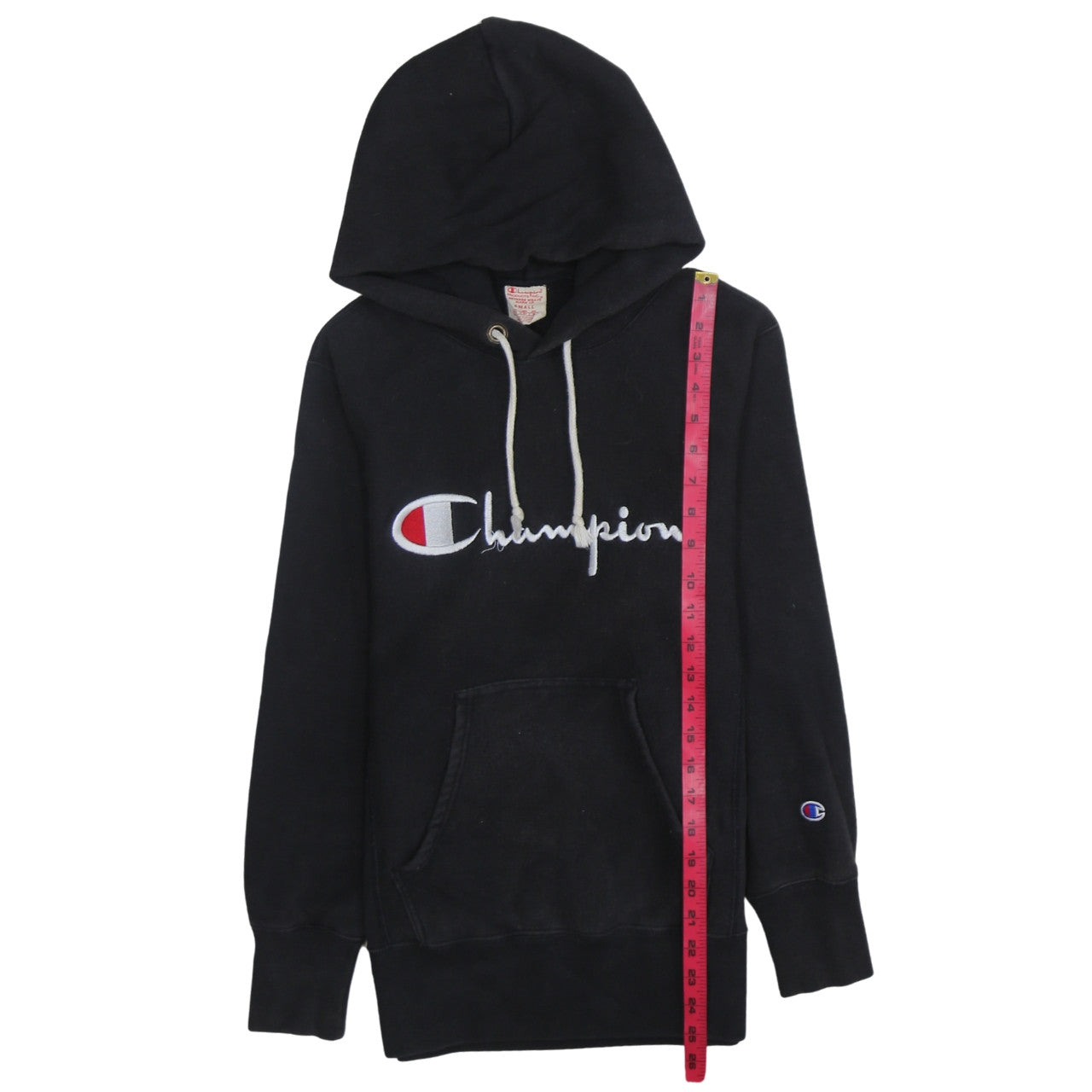 Champion Men's Black Small Pullover Hoodie Embroidered Logo Sweatshirt