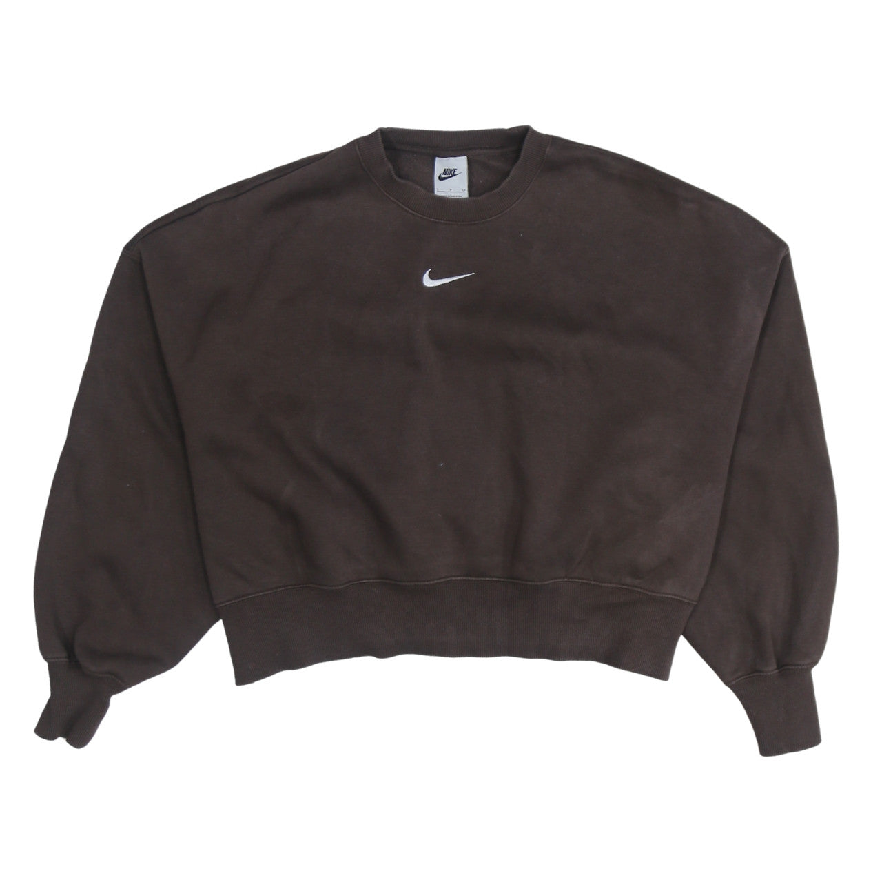 Nike Women Brown Small Pullover Sweatshirt Cotton Blend Crew Neck