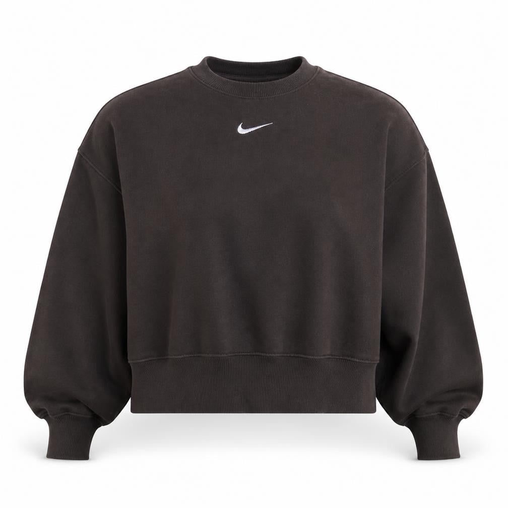 Nike Women Brown Small Pullover Sweatshirt Cotton Blend Crew Neck
