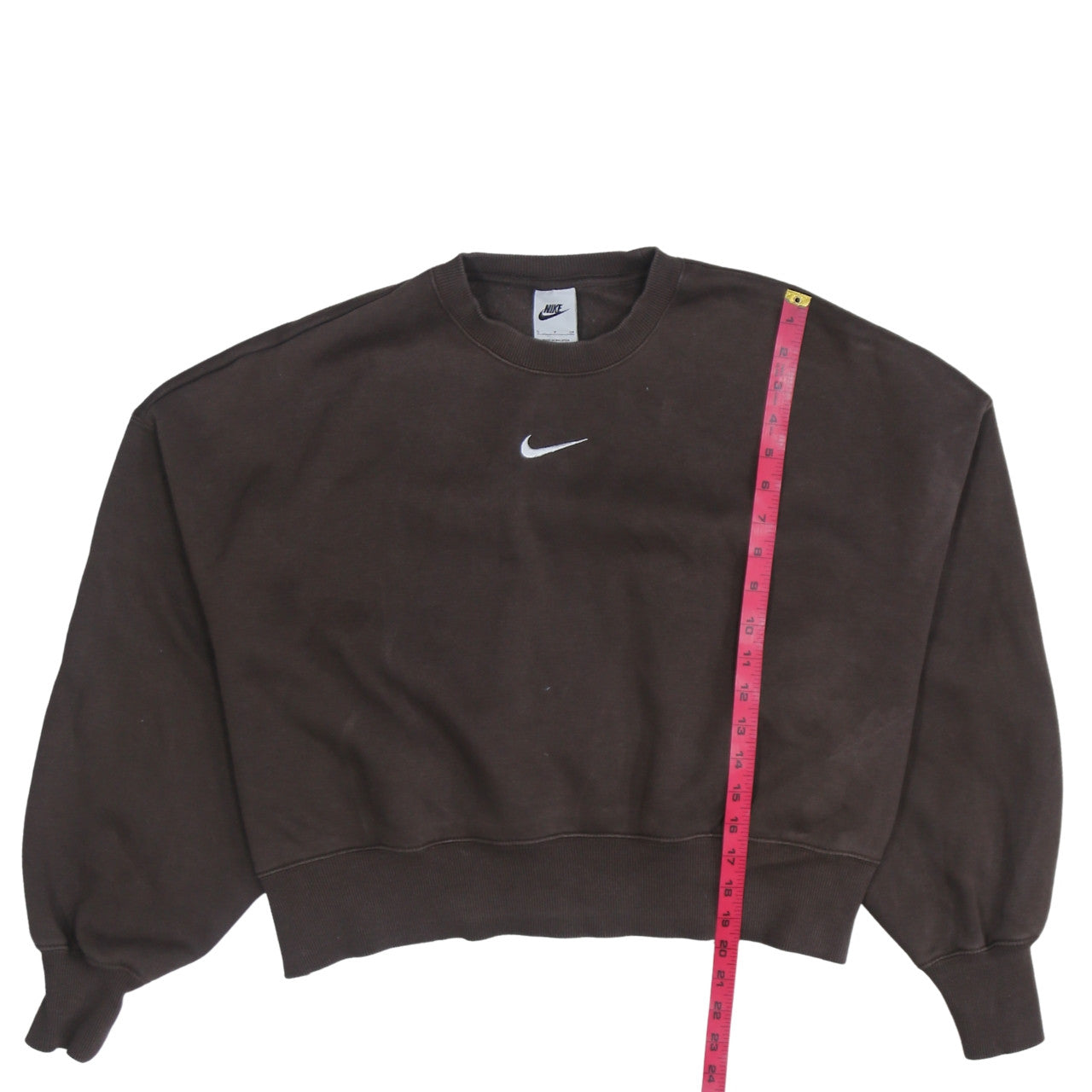 Nike Women Brown Small Pullover Sweatshirt Cotton Blend Crew Neck