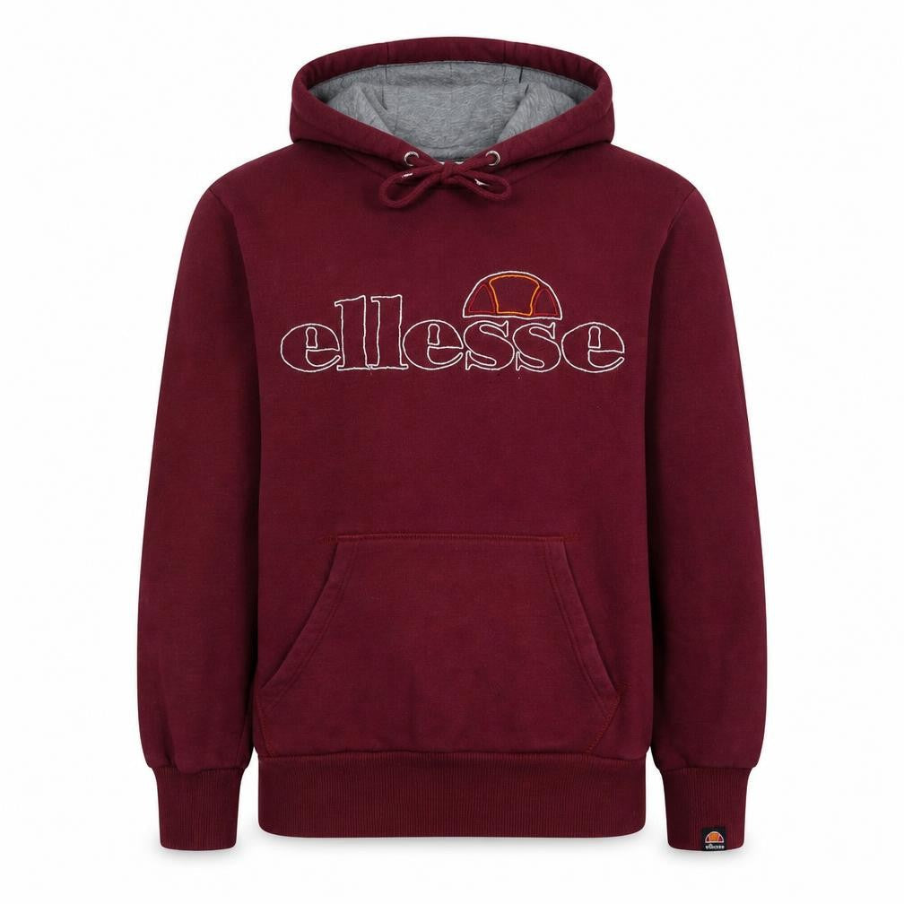 Ellesse Mens Red Pullover Hoodie Size S Embroidered Logo Sportswear