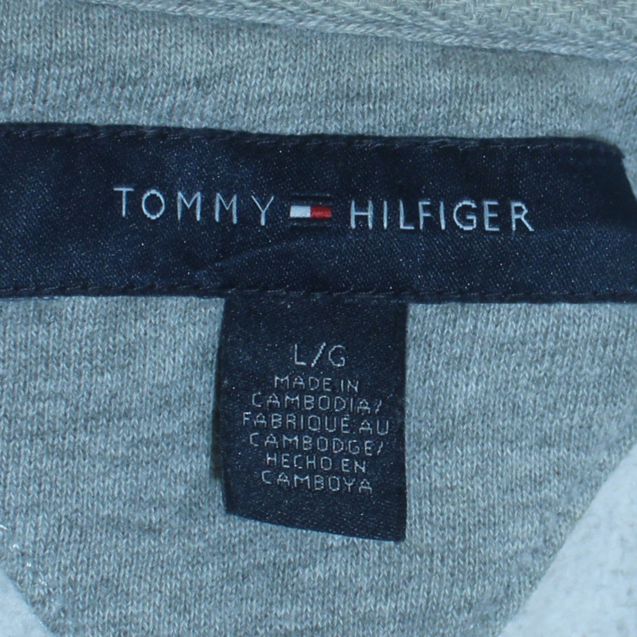 Tommy Hilfiger Men’s Grey Full Zip Hoodie L Classic Logo Fleece