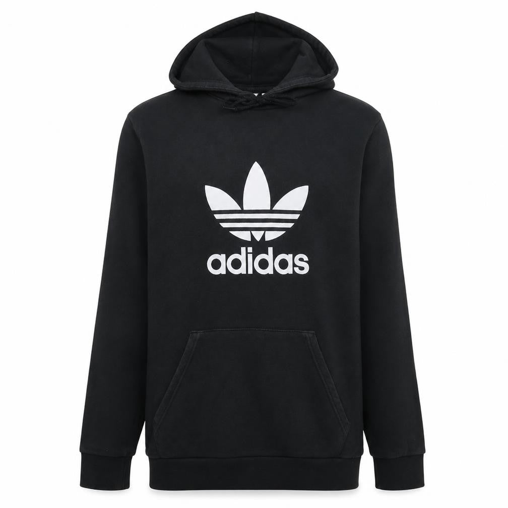 Front view of Adidas Men's Black Pullover Hoodie M Graphic Logo