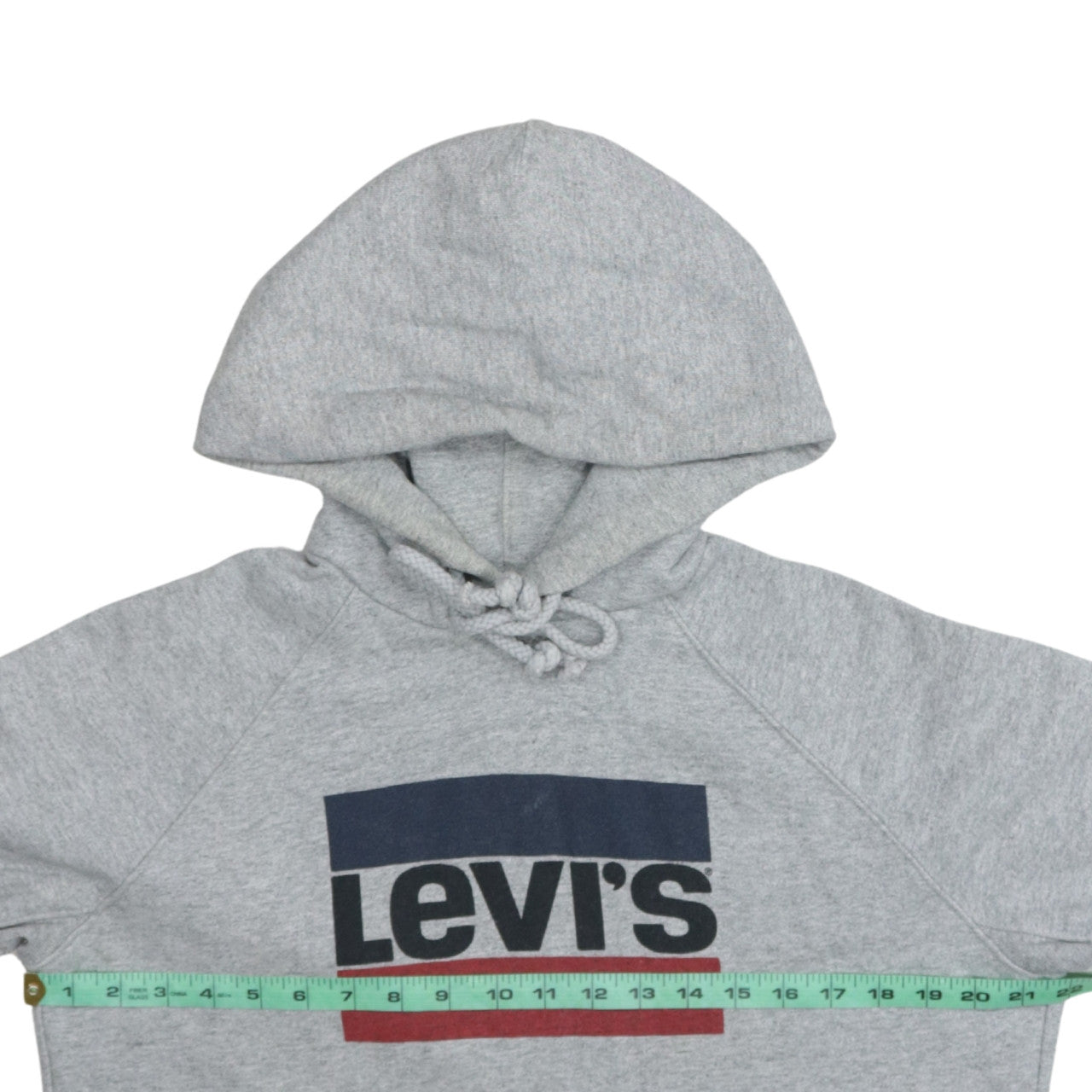 Levi's Women Grey Pullover Hoodie L Logo Print Cotton Blend