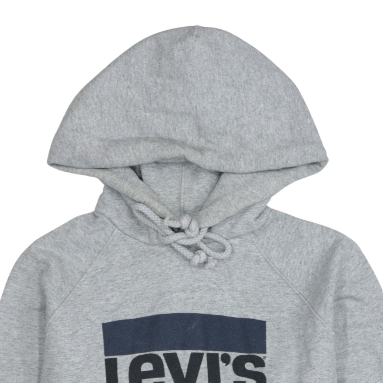 Levi's Women Grey Pullover Hoodie L Logo Print Cotton Blend