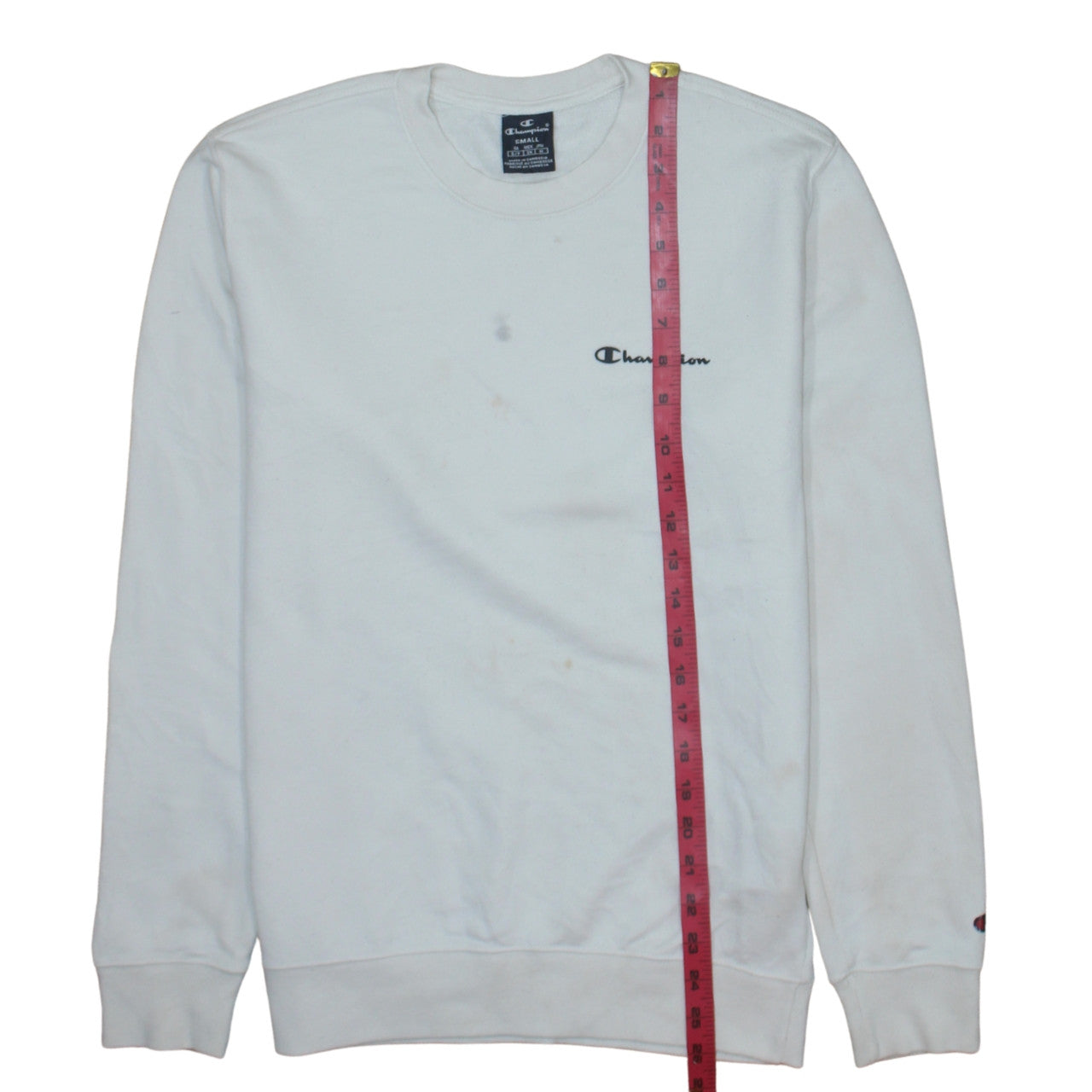 Champion Mens White Small Pullover Crew Neck Sweatshirt