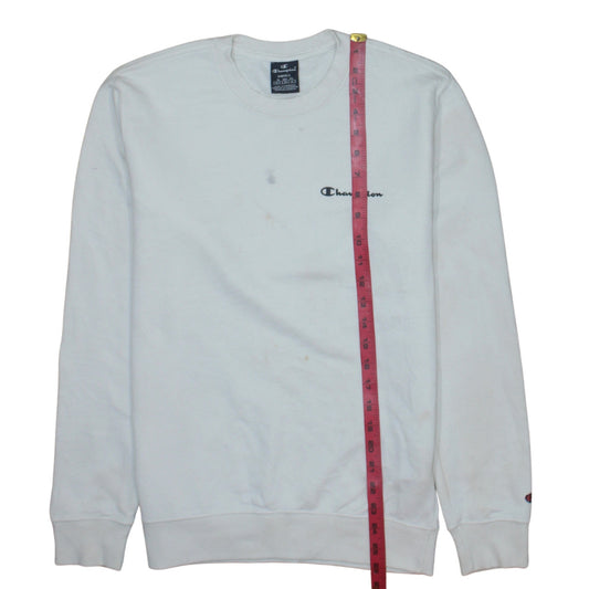 Champion Mens White Small Pullover Crew Neck Sweatshirt