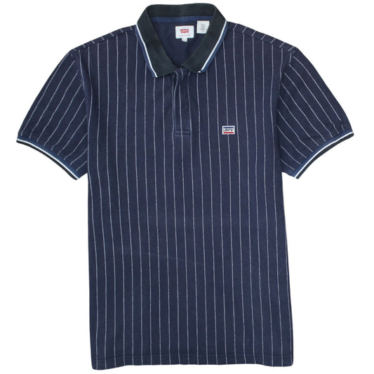 Levi's Men's Navy Striped Cotton Polo Shirt Size L Classic Fit