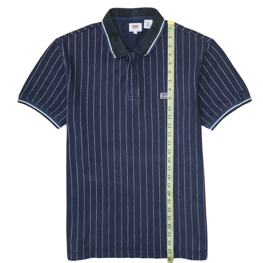 Levi's Men's Navy Striped Cotton Polo Shirt Size L Classic Fit