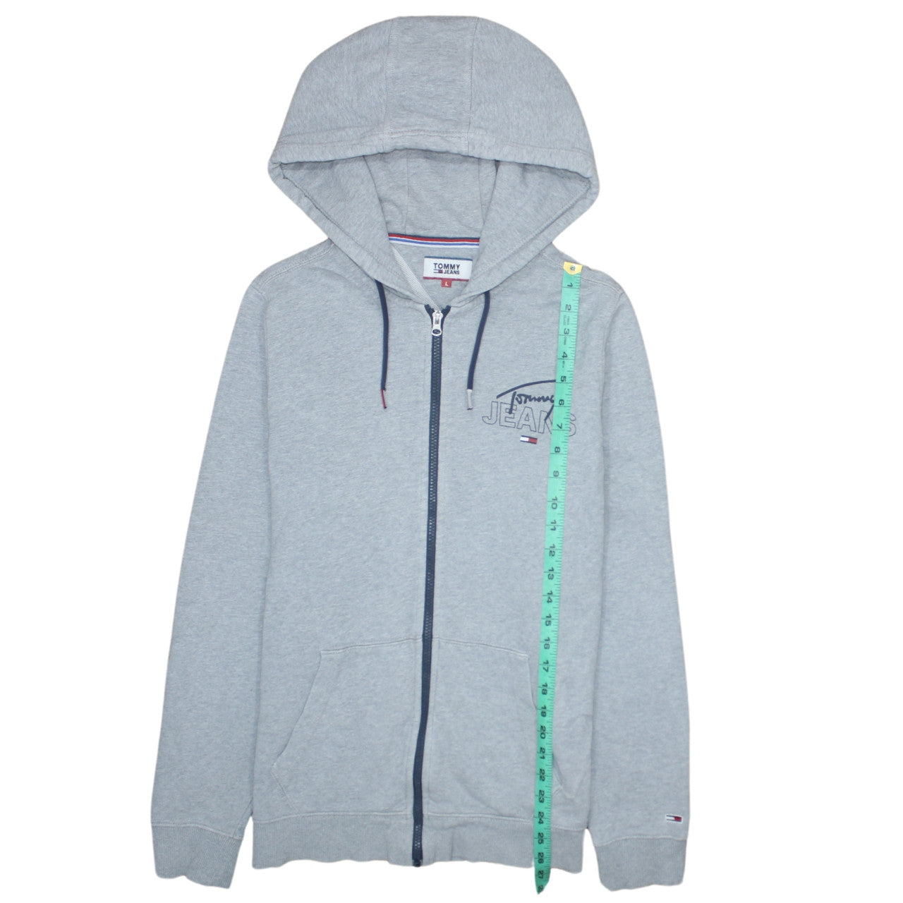 Tommy Jeans Men's Grey Full Zip Hoodie Sweatshirt Size L