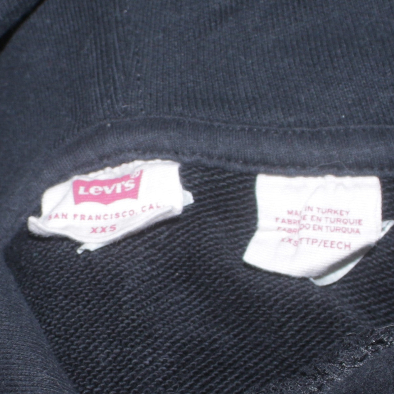 Levi's Mens Black Pullover Hoodie XS Cotton Fleece Sweatshirt