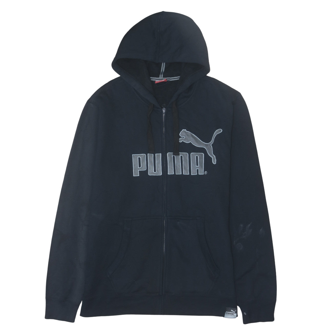 Puma Men's Black Full Zip Hoodie XL Logo Fleece Sweatshirt