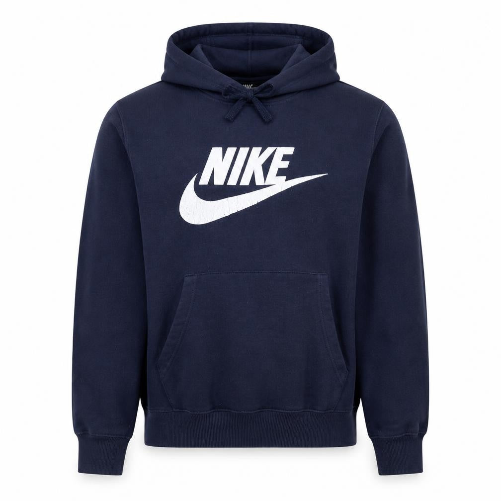 Nike Men's Blue Pullover Hoodie Small Logo Fleece Sweatshirt