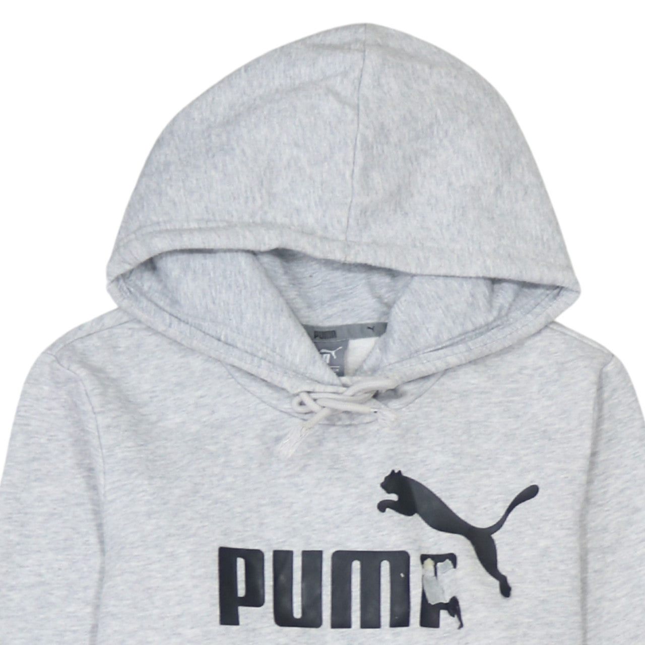 Puma Womens Grey Hoodie XS Relaxed Fit Pullover Sweatshirt