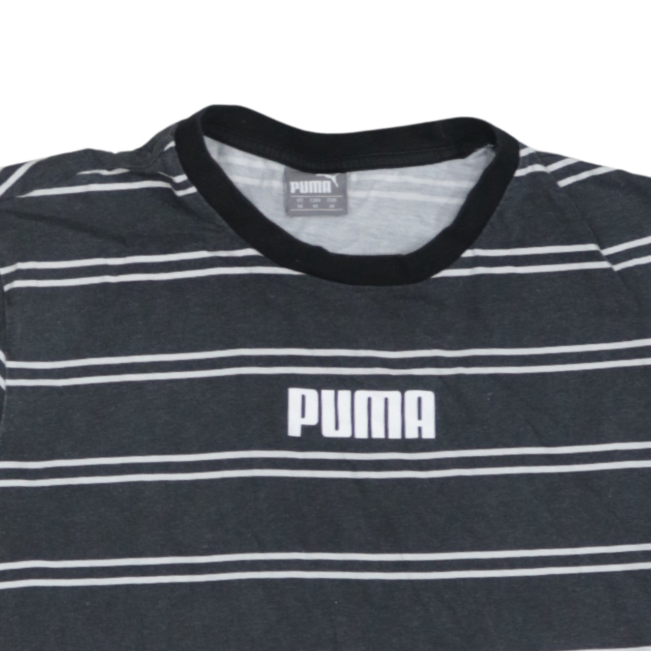 Puma Men's Black Striped Crew Neck Short Sleeve T-Shirt Size M