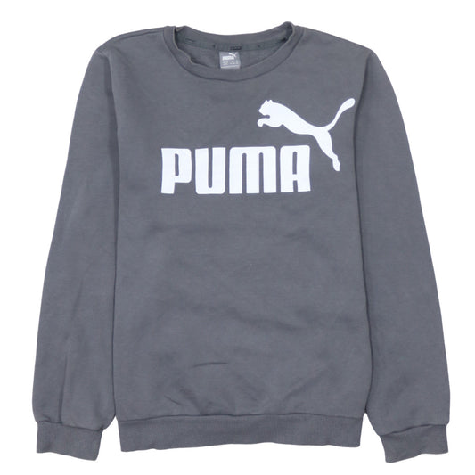 Puma Boys Grey Crew Neck Logo Sweatshirt 13-14 Years Cotton Blend
