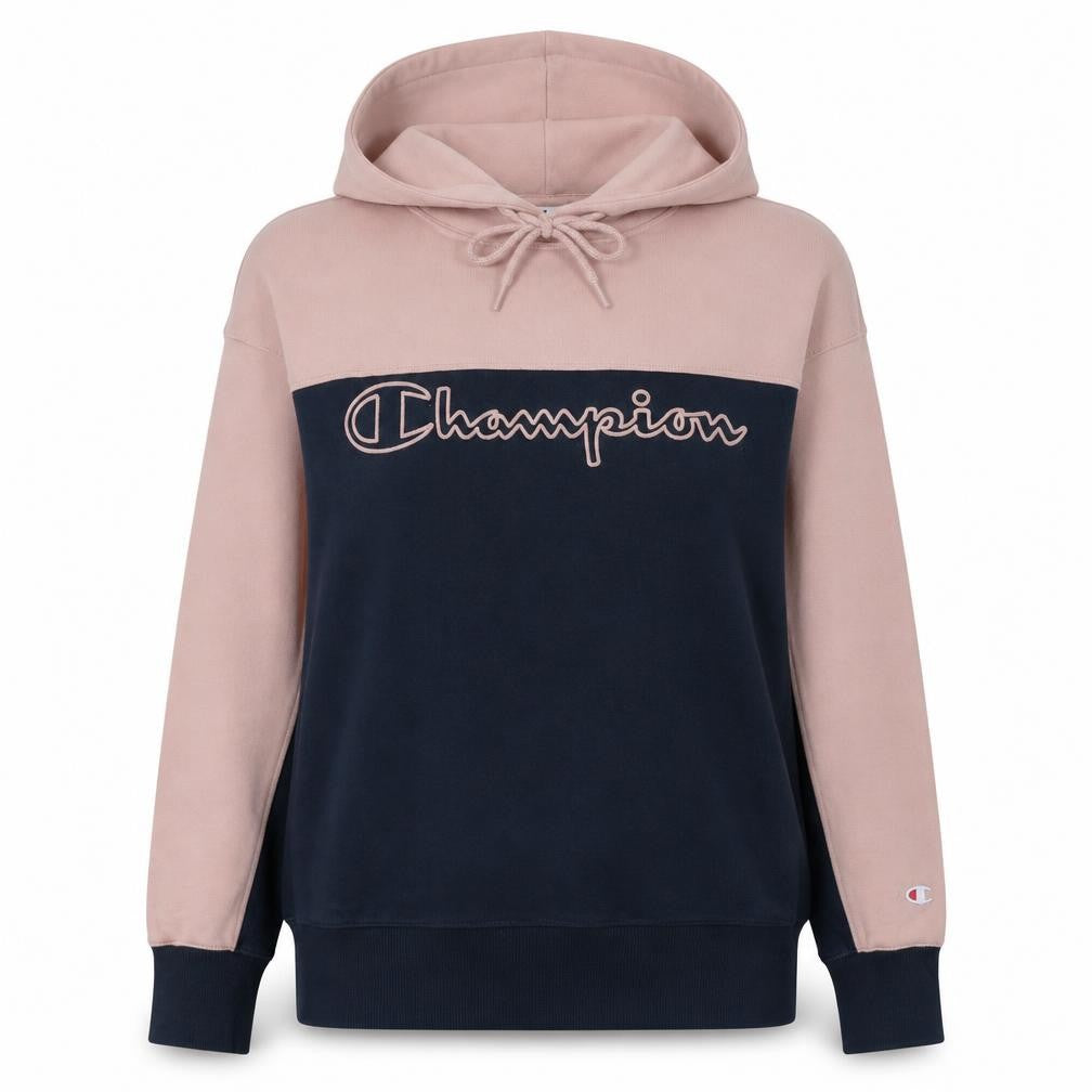 Champion Women's Pink & Navy Pullover Hoodie Size L Cotton Blend