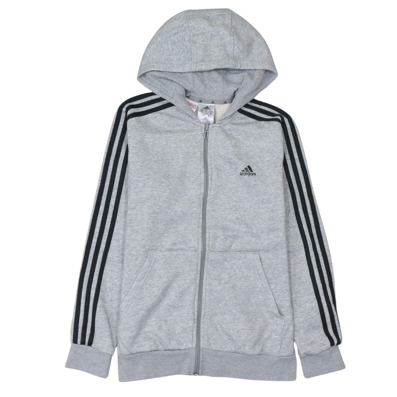 Adidas Boys Grey Full Zip Hoodie 13-14 Years Fleece Sportswear