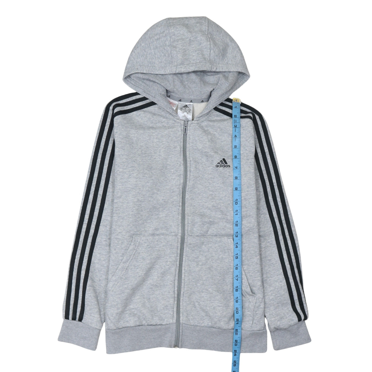 Adidas Boys Grey Full Zip Hoodie 13-14 Years Fleece Sportswear