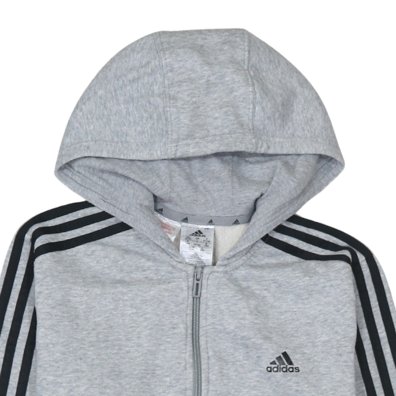 Adidas Boys Grey Full Zip Hoodie 13-14 Years Fleece Sportswear