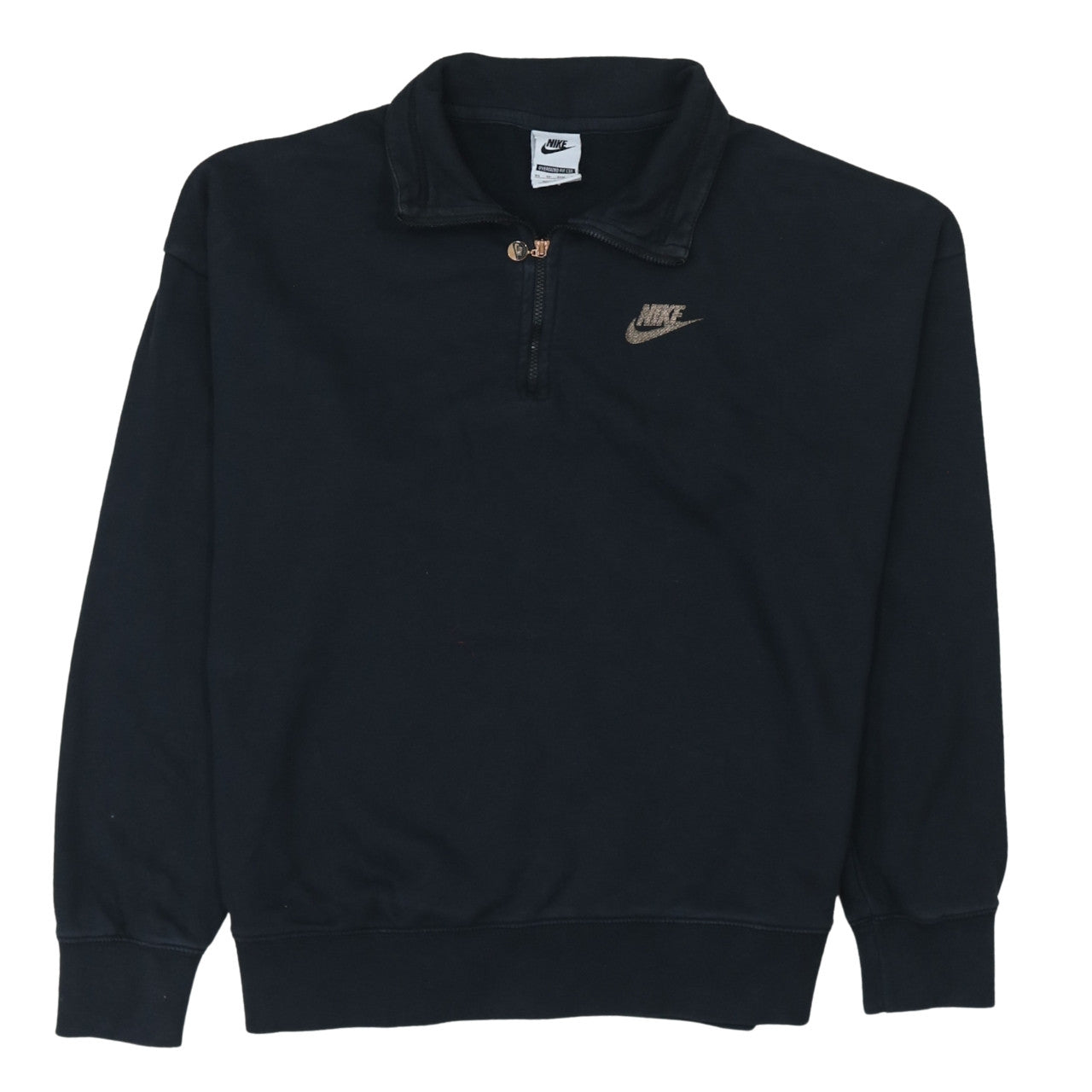 Nike Womens Black XS 1/4 Zip Logo Oversized Sweatshirt