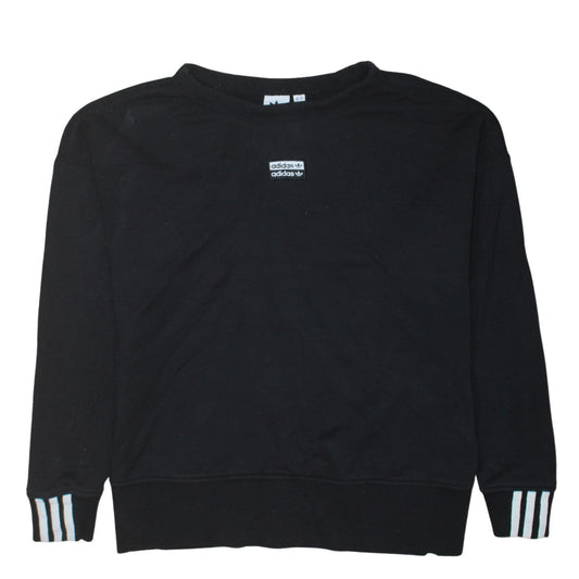 Adidas Women Black Crew Neck Pullover Sweatshirt Size 8