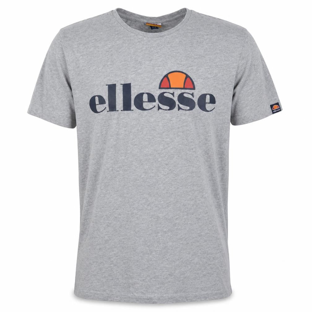 Front view of Ellesse Men's Grey Small Crew Neck Short Sleeve Logo Sports T-Shirt