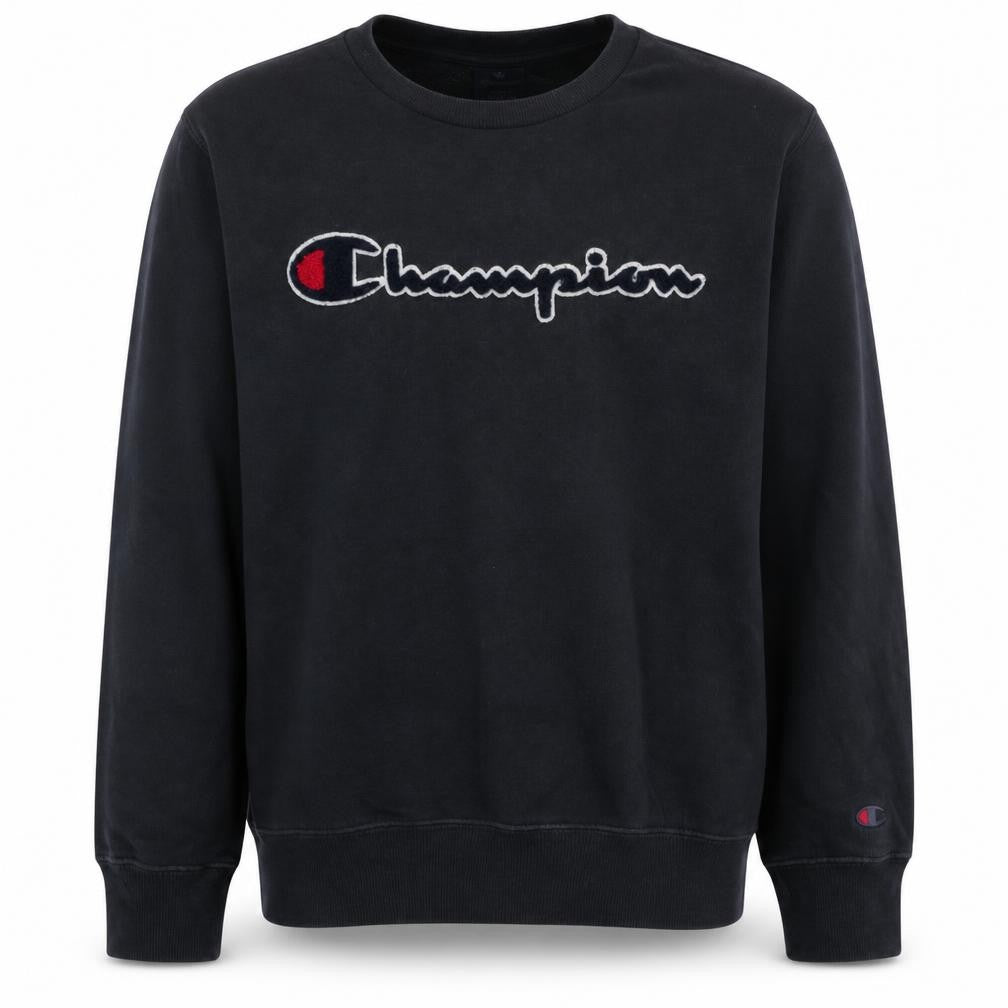 Champion Men Black Small Pullover Sweatshirt Embroidered Logo Cotton