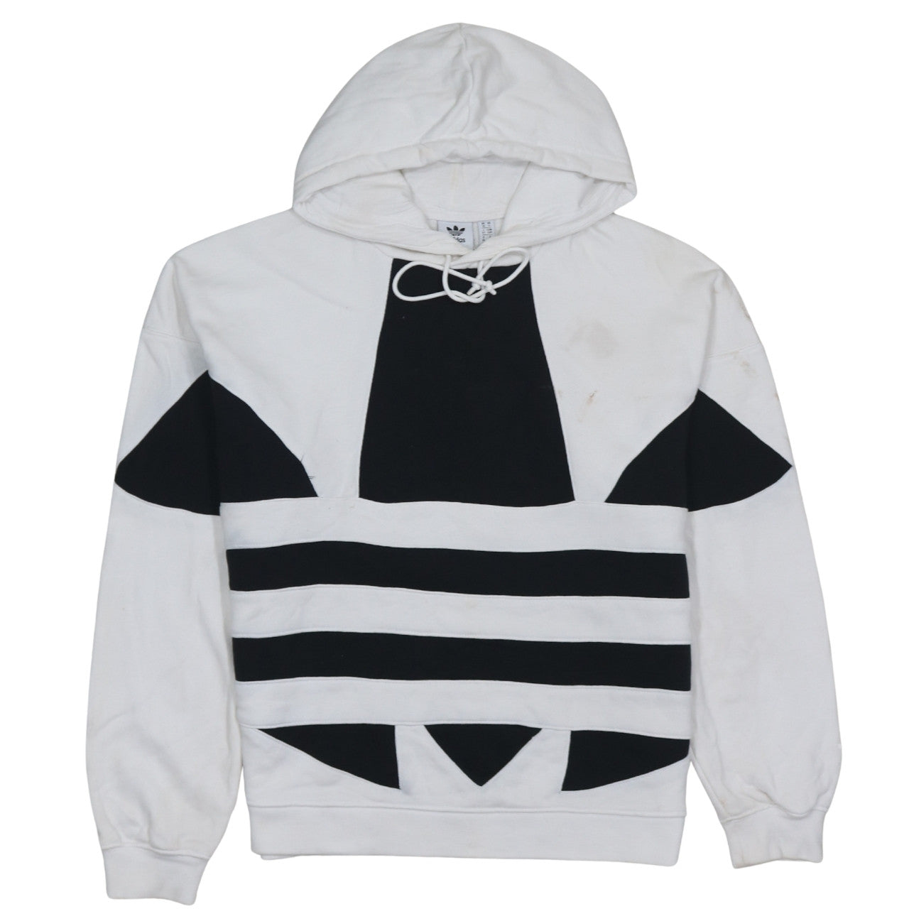 Adidas Women's White & Black Pullover Hoodie UK 10 Cotton Blend