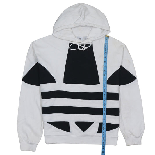 Adidas Women's White & Black Pullover Hoodie UK 10 Cotton Blend