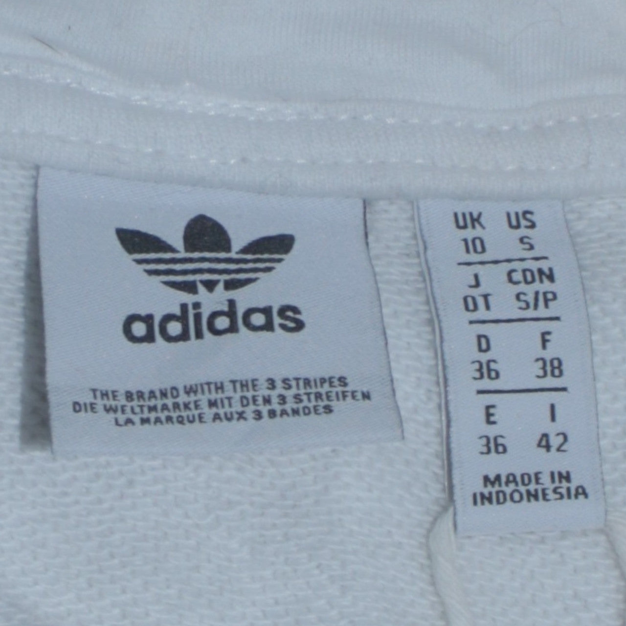 Adidas Women's White & Black Pullover Hoodie UK 10 Cotton Blend