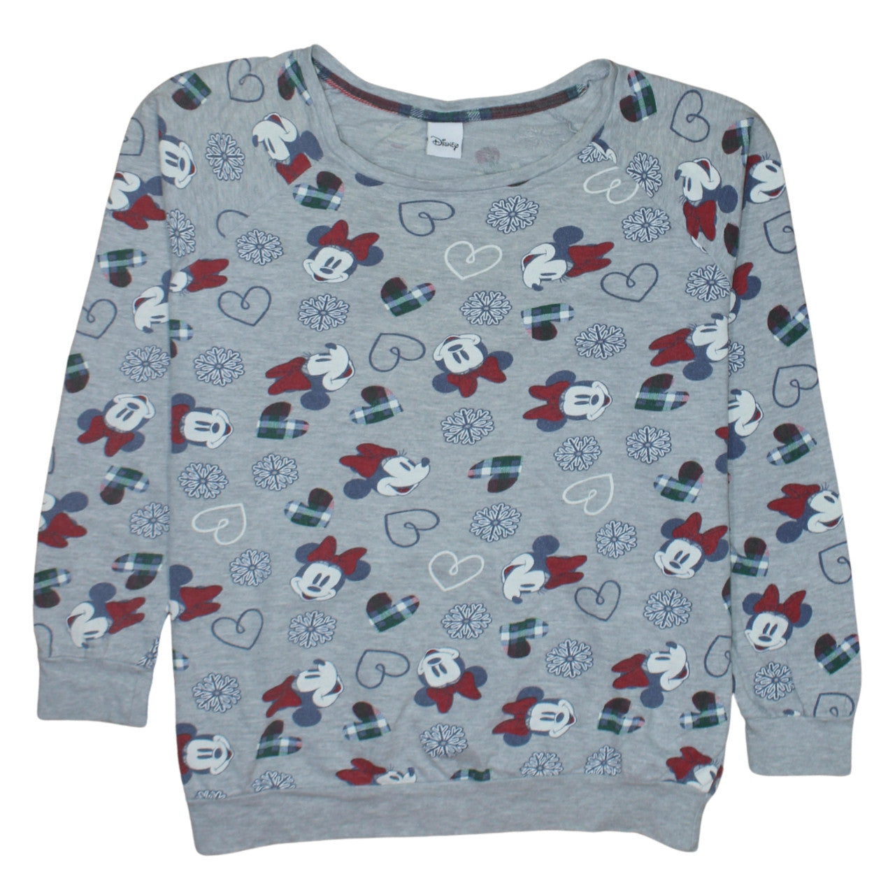 Disney Tu Womens Grey Minnie Mouse Pullover Sweatshirt Size 12