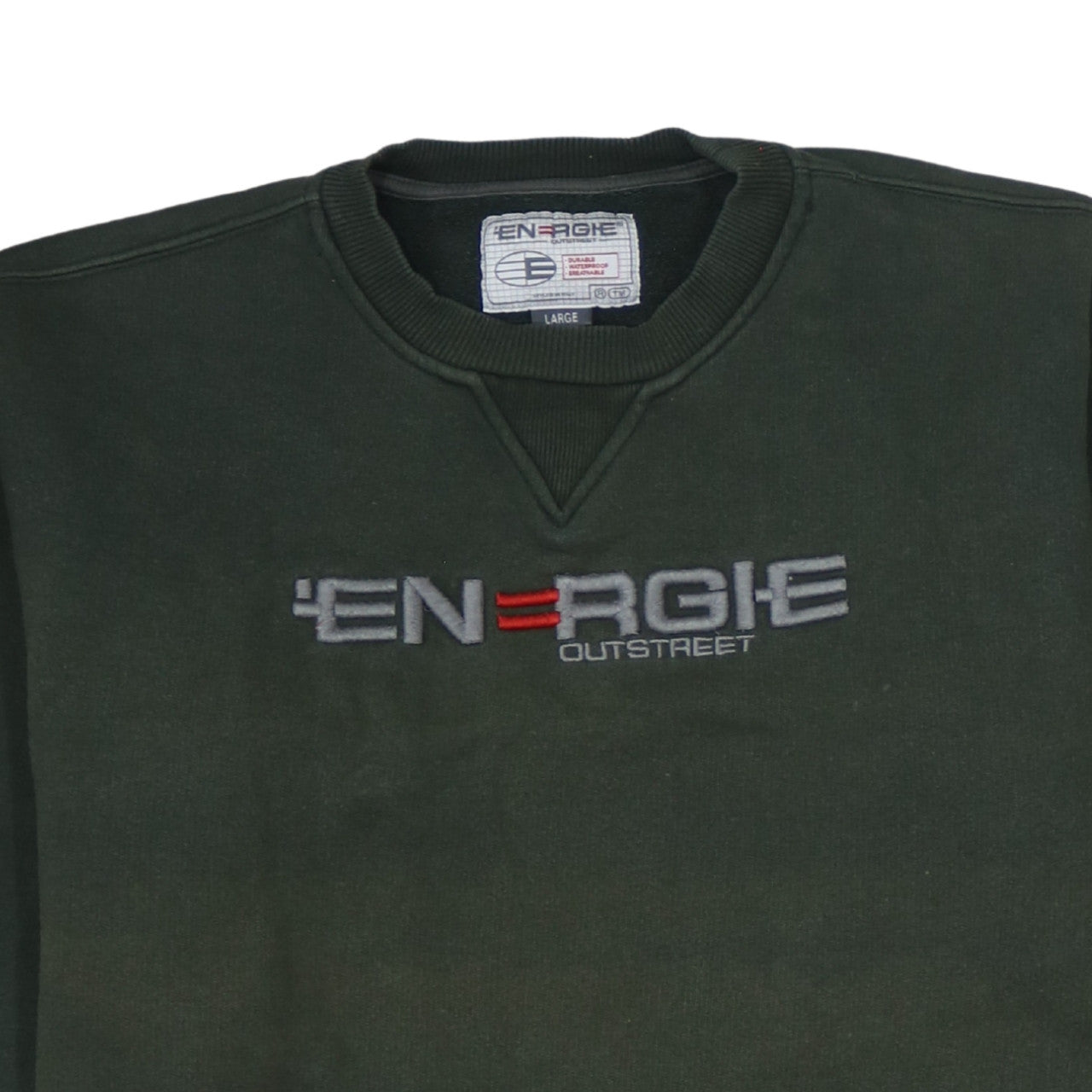 Energie Men's Green Large Pullover Crew Neck Embroidered Sweatshirt