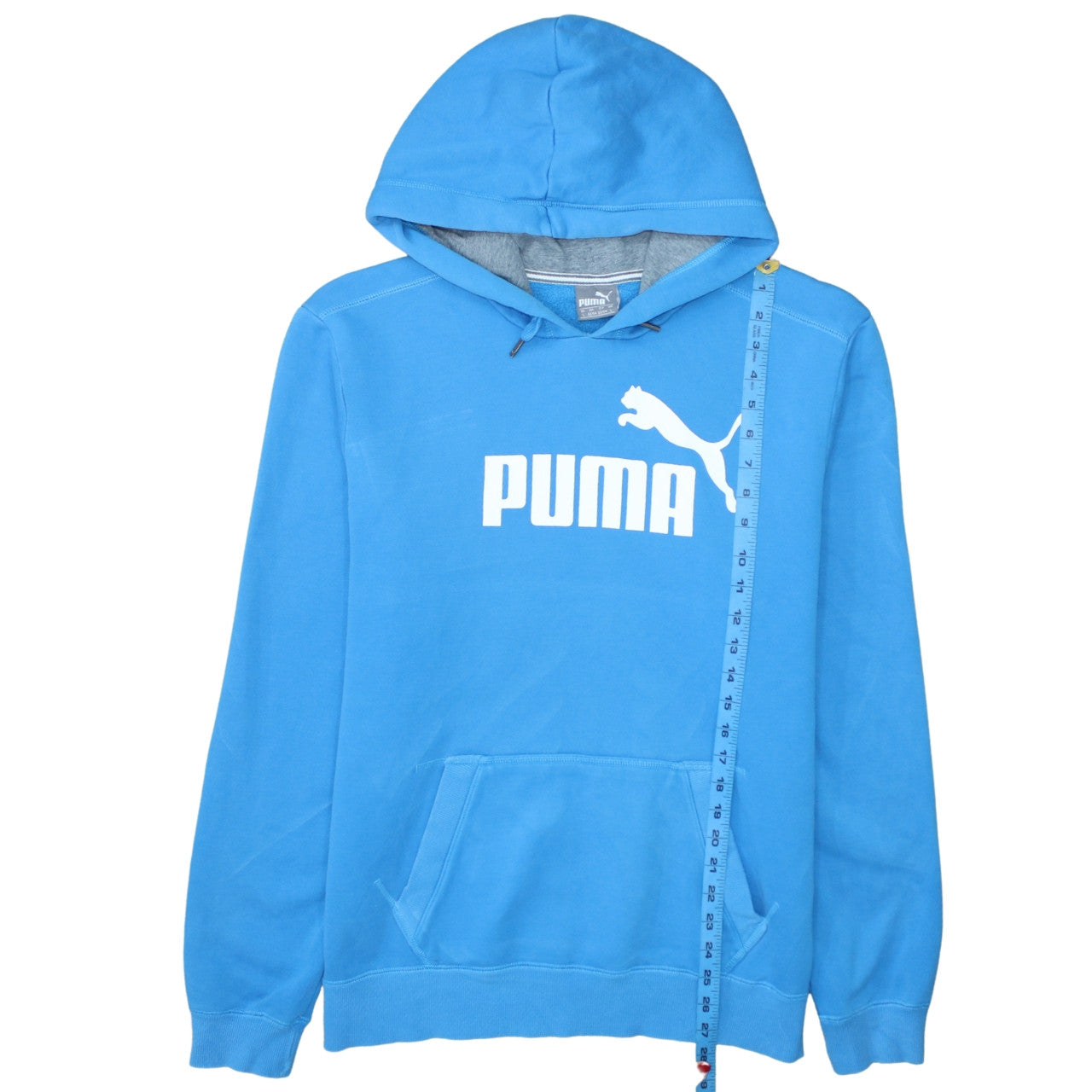 Puma Mens Blue Pullover Hoodie L Logo Graphic Sportswear