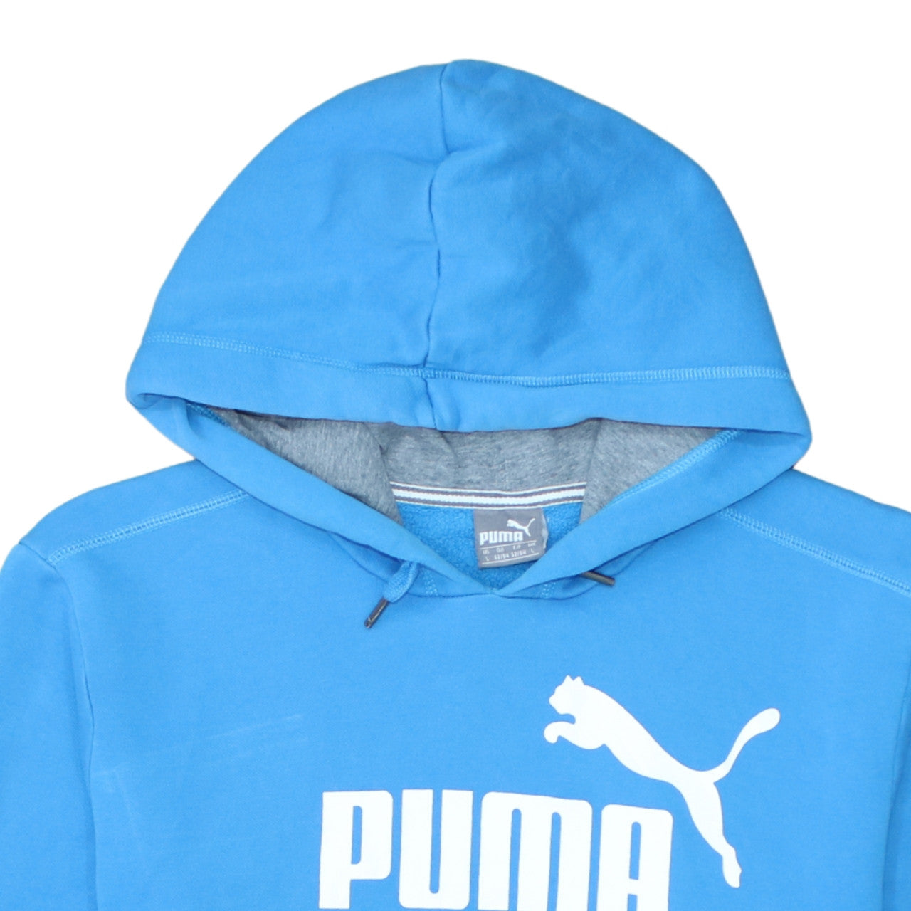 Puma Mens Blue Pullover Hoodie L Logo Graphic Sportswear
