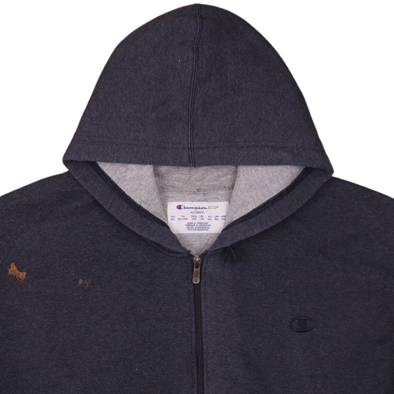 Champion Men’s Grey 2XL Full Zip Hoodie Sweatshirt