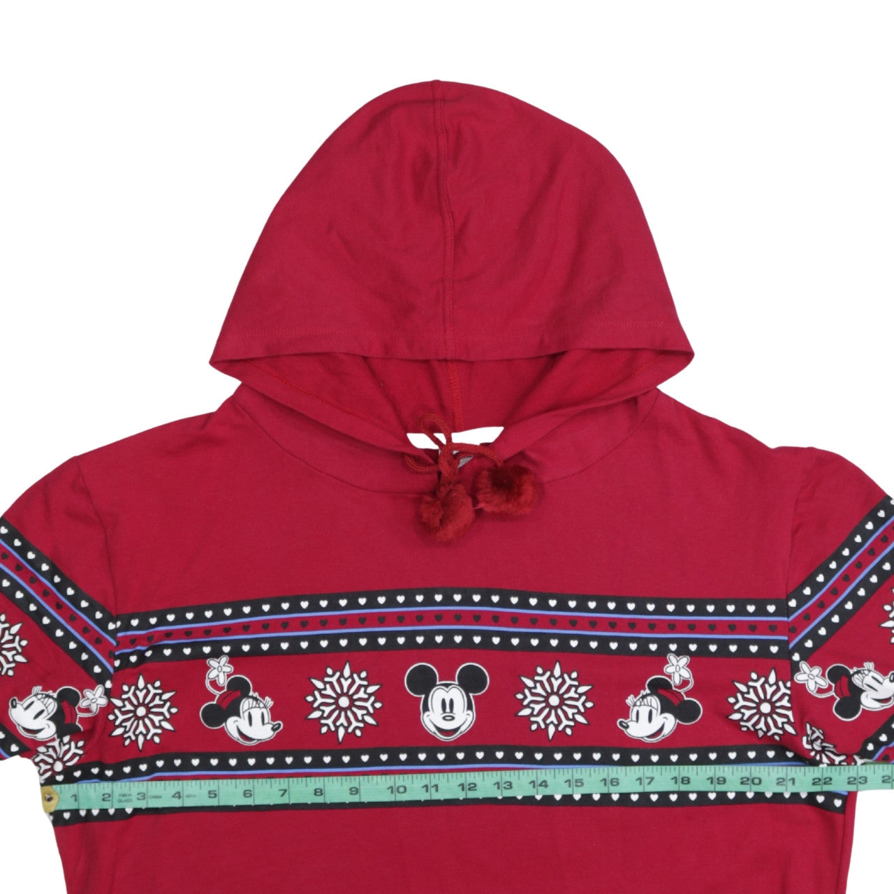 Disney Women's Red Hoodie XL Mickey Mouse Fair Isle Pullover Secret Possessions