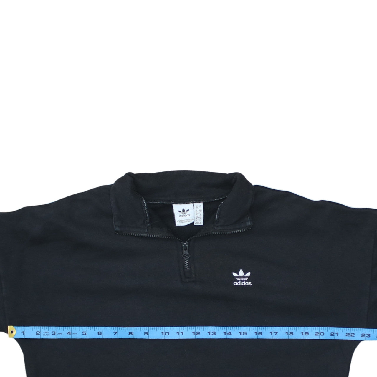 Adidas Women Black 1/4 Zip Sweatshirt UK 10 Logo Trim Long Sleeve