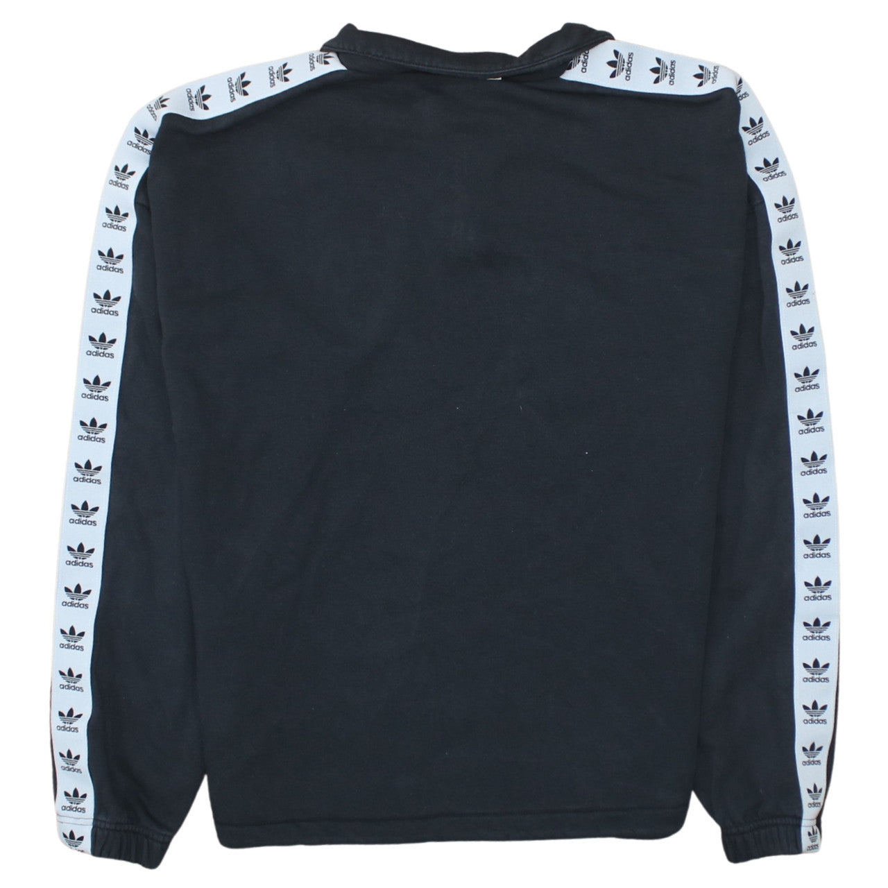 Adidas Women Black 1/4 Zip Sweatshirt UK 10 Logo Trim Long Sleeve