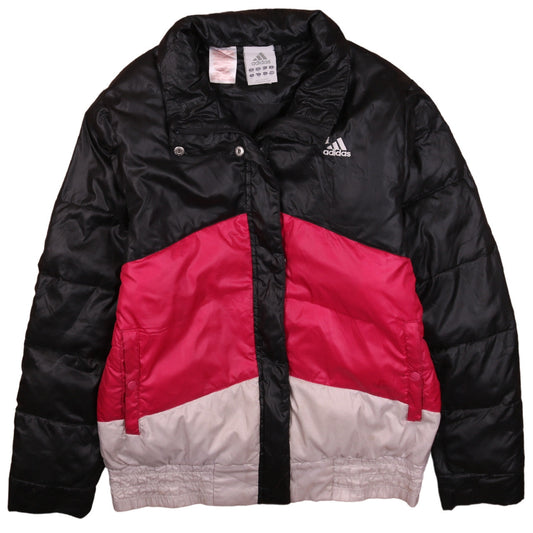 Adidas Girls Black Pink Ivory Colourblock Padded Activewear Jacket Age 14