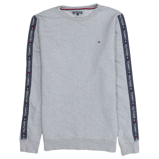 Tommy Hilfiger Men's Grey Crew Neck Logo Tape Sweatshirt L