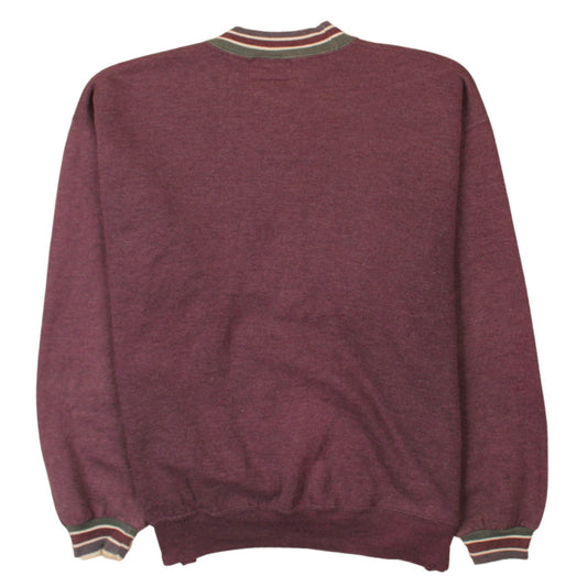 Tommy Hilfiger Women Burgundy XL Crew Neck Embroidered Sweatshirt