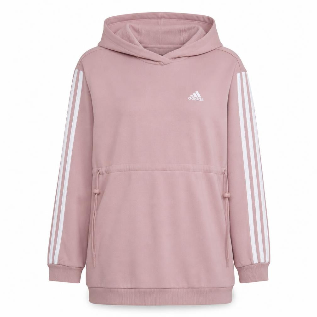 Front view of Adidas Women Pink Pullover Hoodie S 8-10 Hooded Cotton Blend Casual
