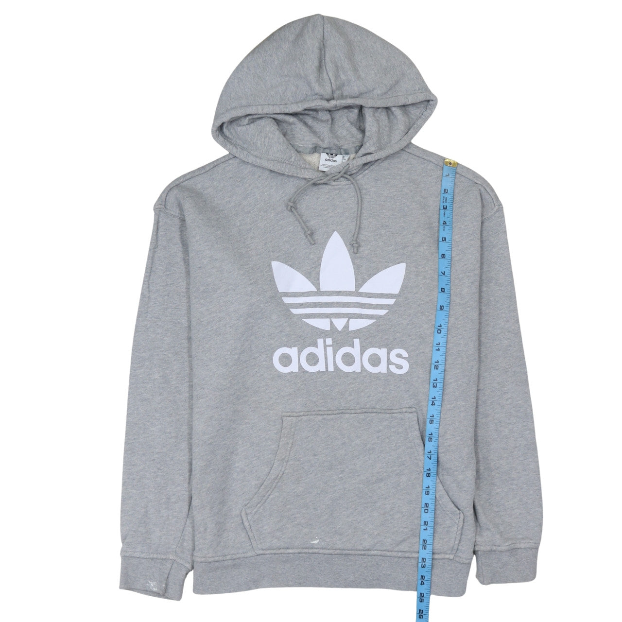 Adidas Mens Grey Pullover Hoodie L Logo Graphic Hooded Sweatshirt