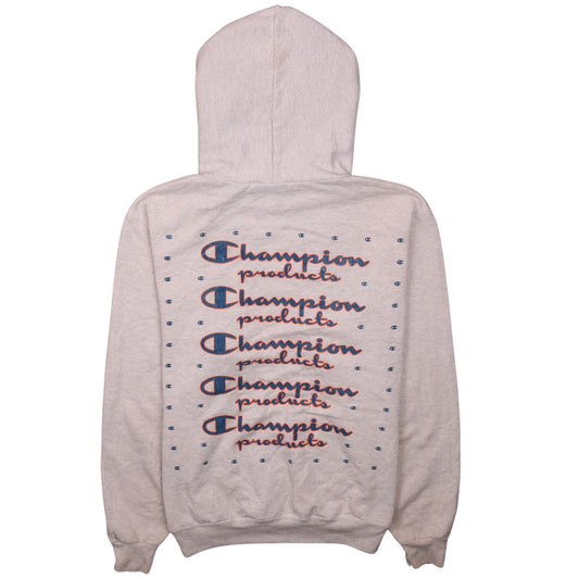 Champion Womens Beige Small Pullover Hoodie with Logo Print